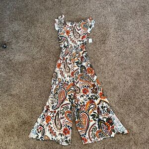 MSK Paisley Floral Wide-Leg Jumpsuit – Size L